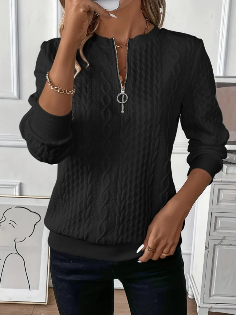 Thalienne | Suéter de punto trenzado con cierre de cremallera