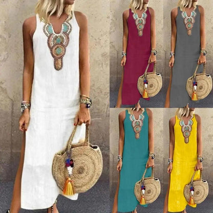 Sandra - Vestidos largos de lino para Mujer