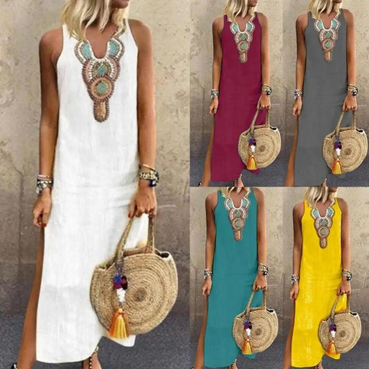 Sandra - Vestidos largos de lino para Mujer