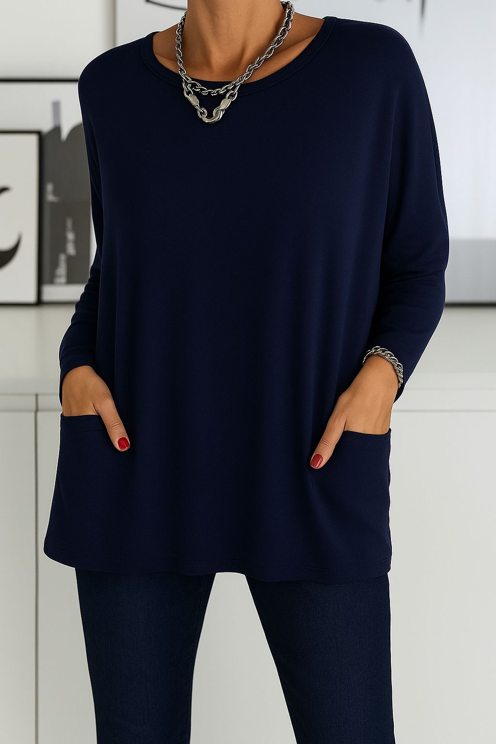 Victoria – Top largo mujer con elegancia relajada