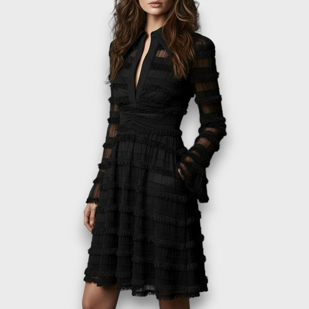 Parisa – Vestido de Mujer Midi de Flecos Transparente