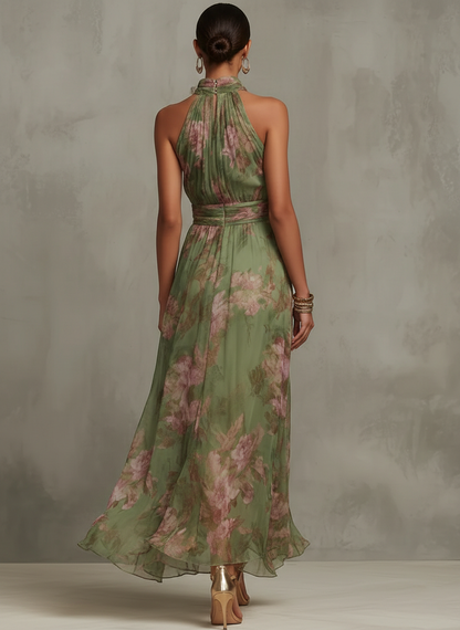 Alejandra | Vestido maxi floral verde para Mujer