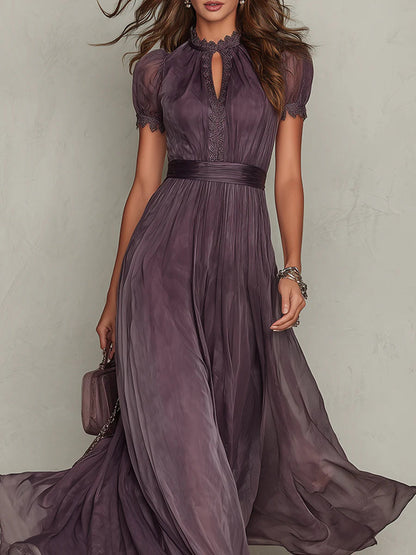 Flavia -  Vestido largo violeta con escote en forma de llave para Mujer