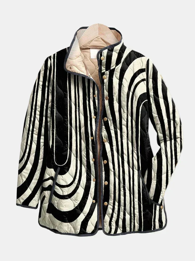 DELACROIX | Chaqueta Acolchada Gráfica de Rayas Zebradas Sylvie