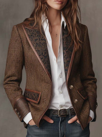 Gisèle | Blazer con Apliques de Chevron Impreso para Mujer
