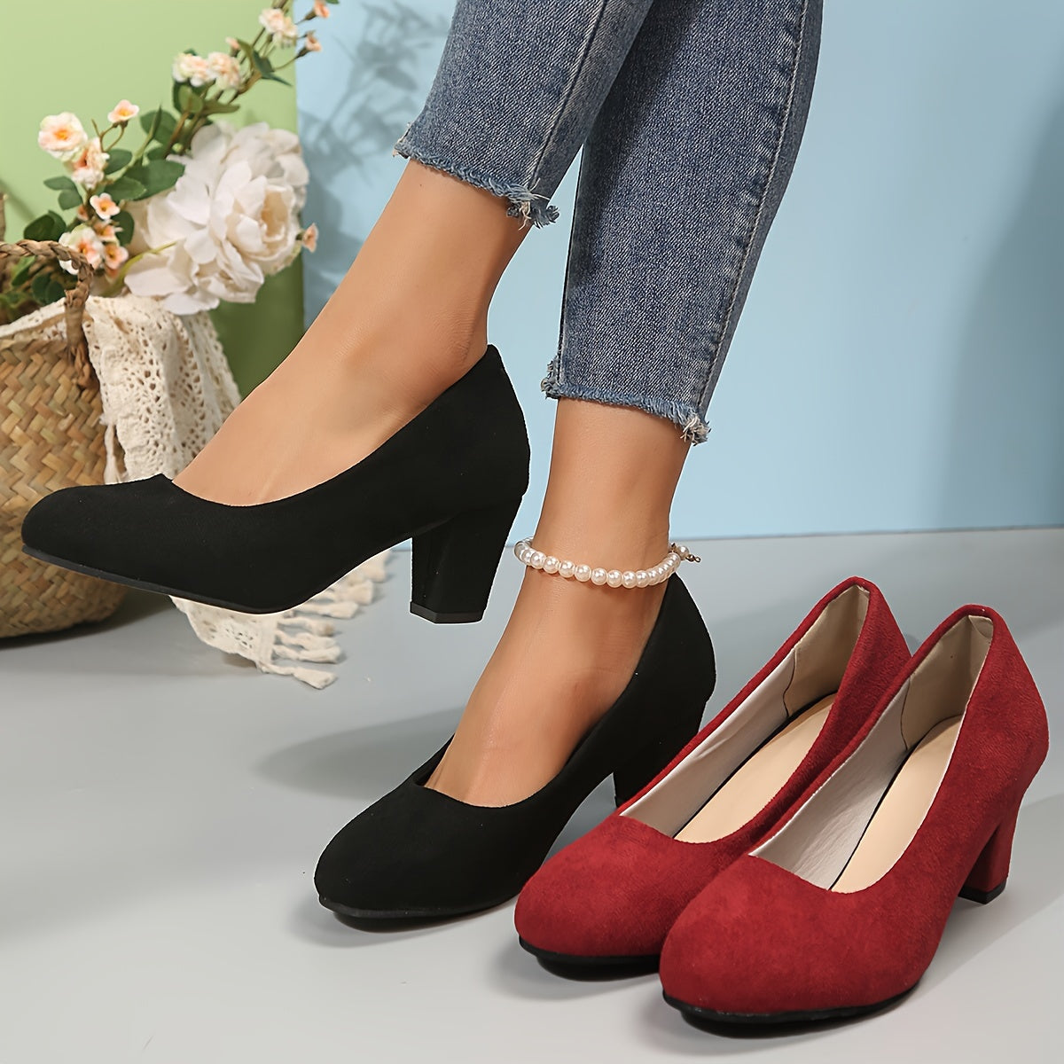 Laure™ – Zapatos de punta ancha con tacón estable para una comodidad sin dolor