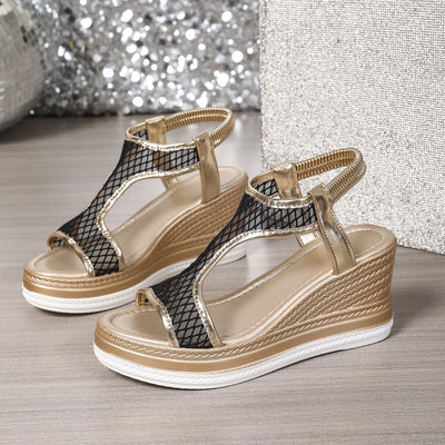 Elegantes sandalias sin cordones para mujer con tacón de cuña