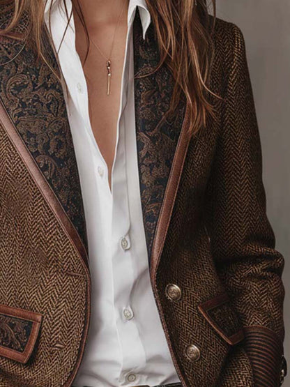 Gisèle | Blazer con Apliques de Chevron Impreso para Mujer