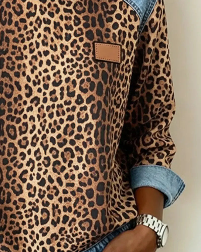 Leo - Camiseta de Mujer con Estampado de Leopardo