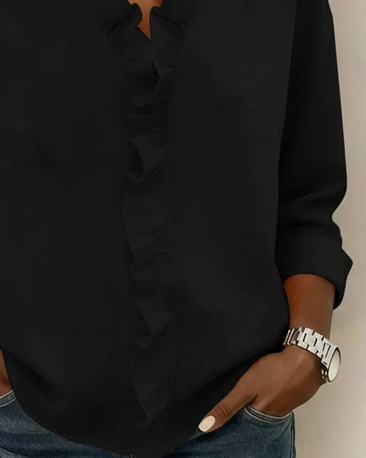 Indie · Blusa con volantes y cuello en V para Mujer