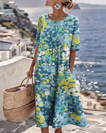Elena | Vestido midi floral suelto y ligero para Mujer