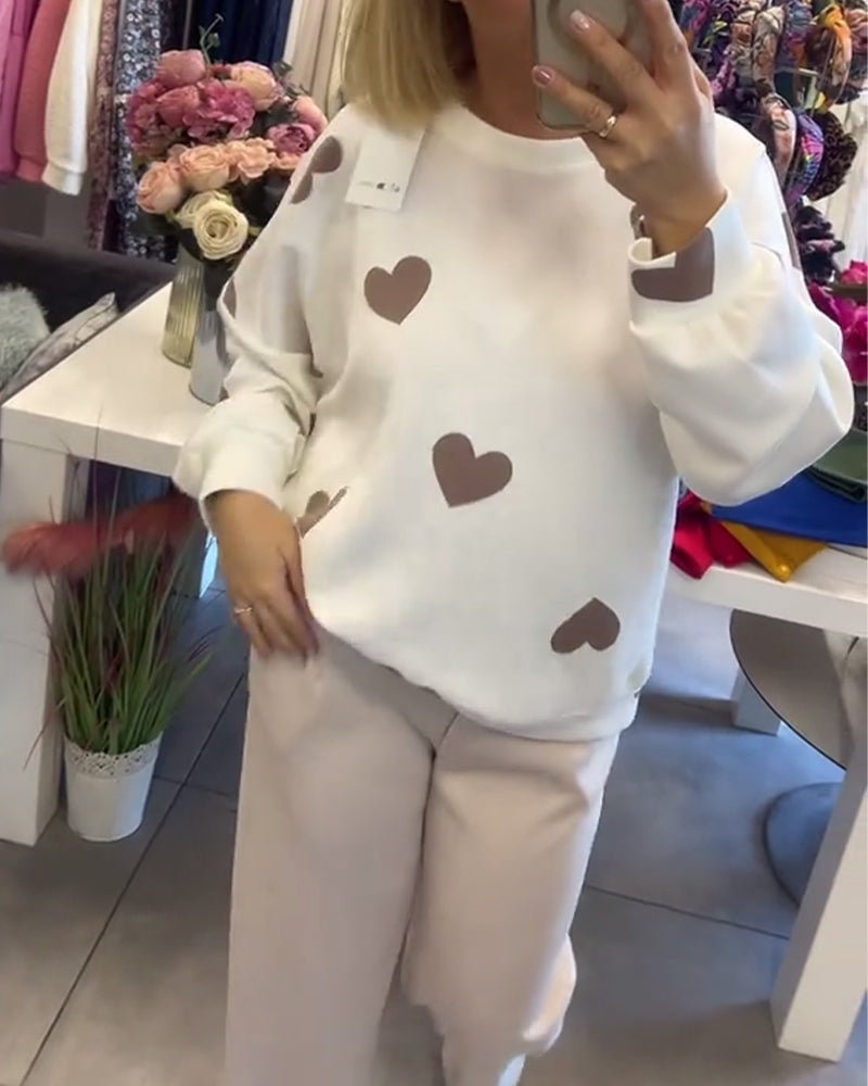 Mila – Suéter de mezcla de algodón con corazones
