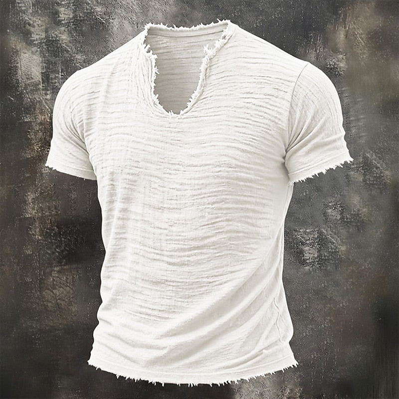 Jairo - Camiseta Vintage de Cuello en V para Hombre