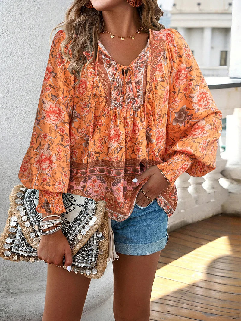 Sarah - Top floral bohemio fluido
