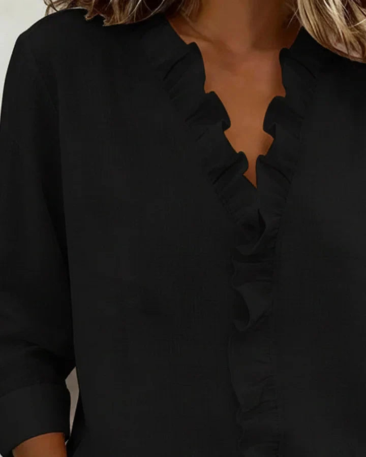 Indie · Blusa con volantes y cuello en V para Mujer