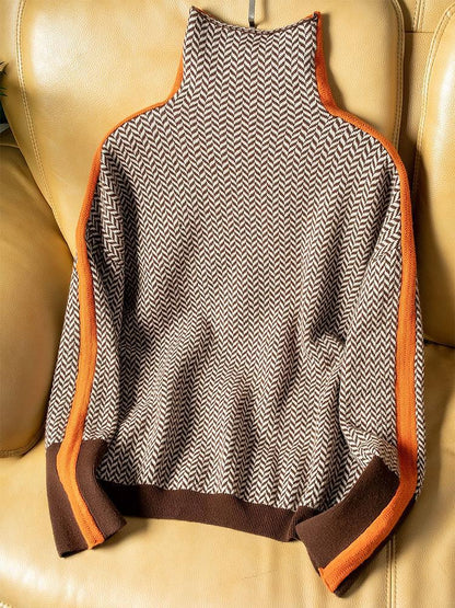 Malou™ | Suéter de cuello alto con llamativas rayas en contraste