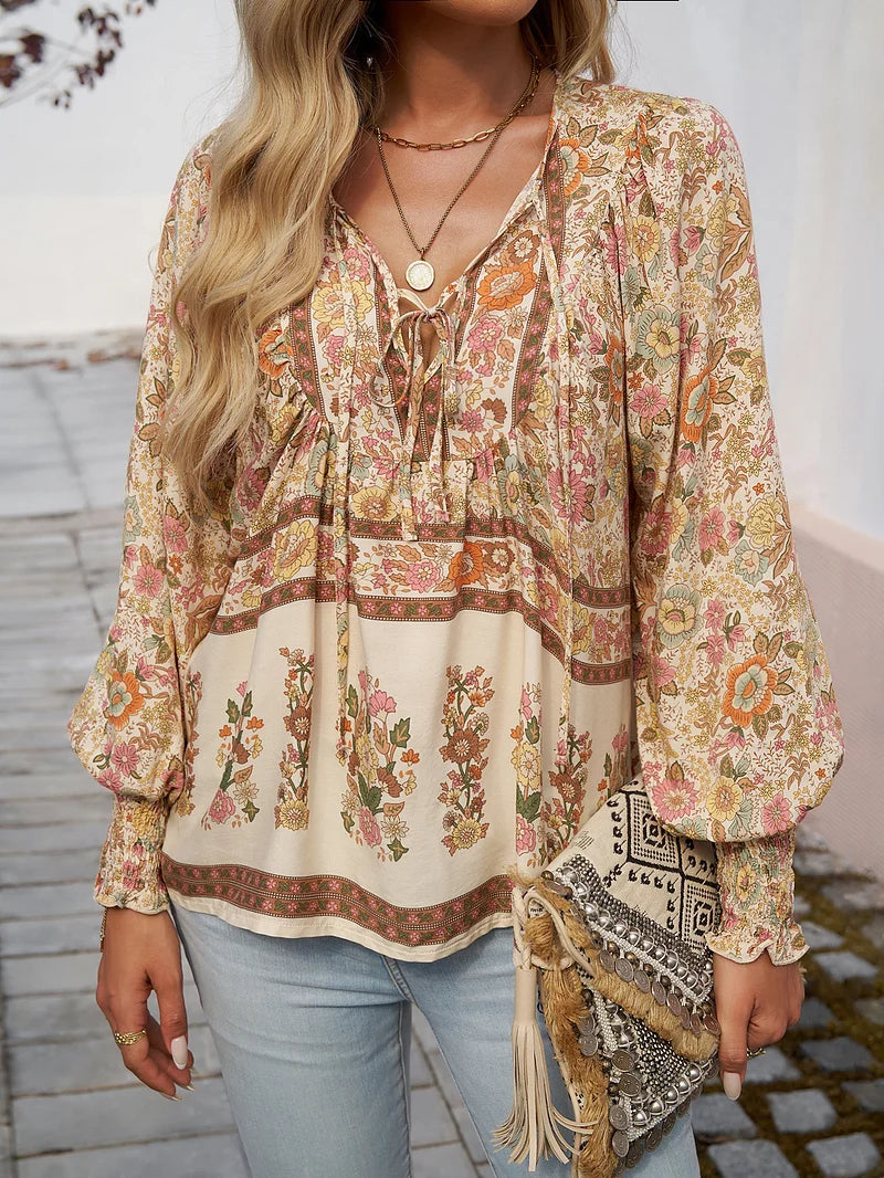 Sarah - Top floral bohemio fluido