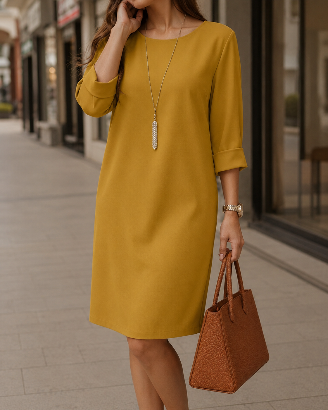Sabine | Vestido Midi Fluido Efecto Barriga Plana para Mujer