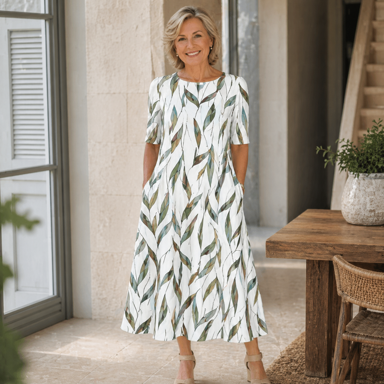 Sarah | Vestido Midi Floral Sin Esfuerzo para Mujer