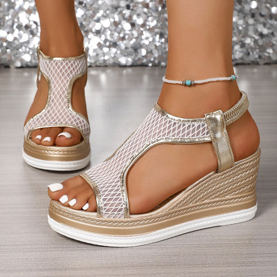 Elegantes sandalias sin cordones para mujer con tacón de cuña