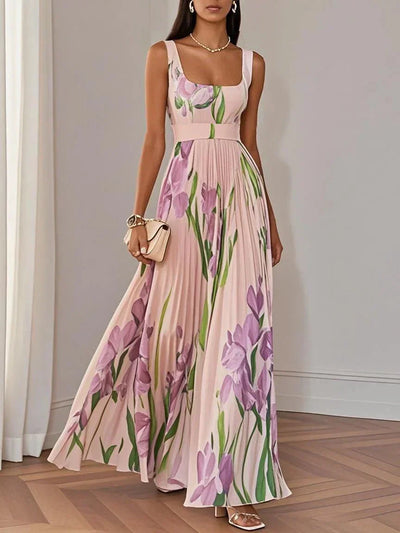 Nina - Vestido largo plisado floral
