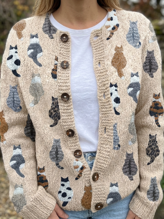Moxley | El Cárdigan de Motivo Felino para Mujer
