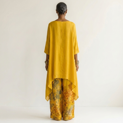 Cariola | Conjunto de Dos Piezas de Algodón-Seda con Túnica Asimétrica para Mujer