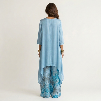 Cariola | Conjunto de Dos Piezas de Algodón-Seda con Túnica Asimétrica para Mujer