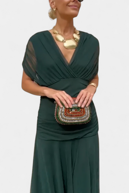 Magda™ | Vestido largo de flores con escote en V