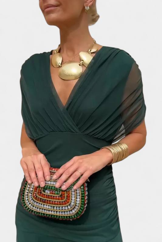 Magda™ | Vestido largo de flores con escote en V