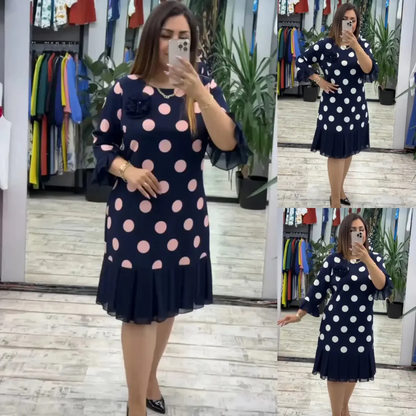 Paola | Vestido plisado de lunares para Mujer