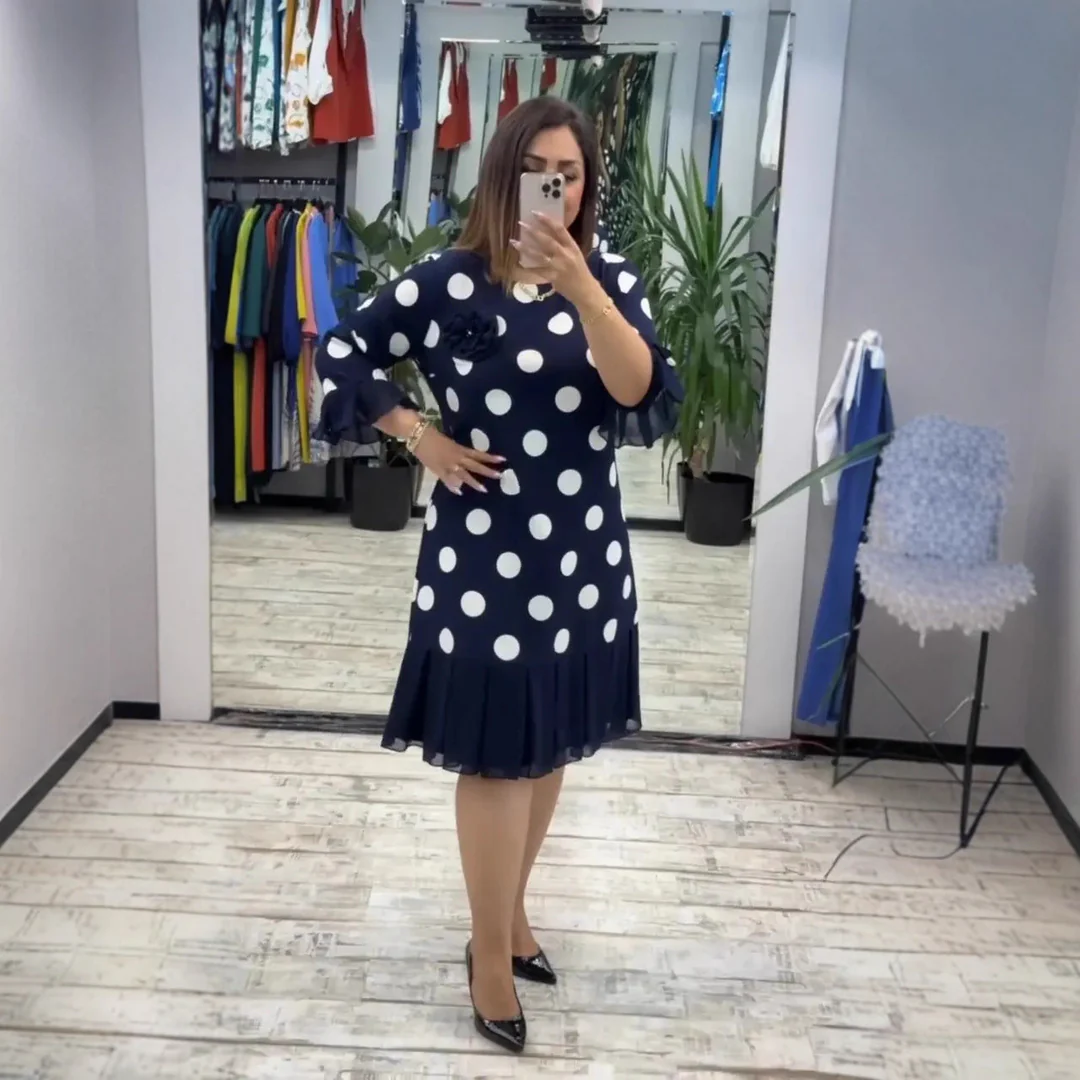Paola | Vestido plisado de lunares para Mujer