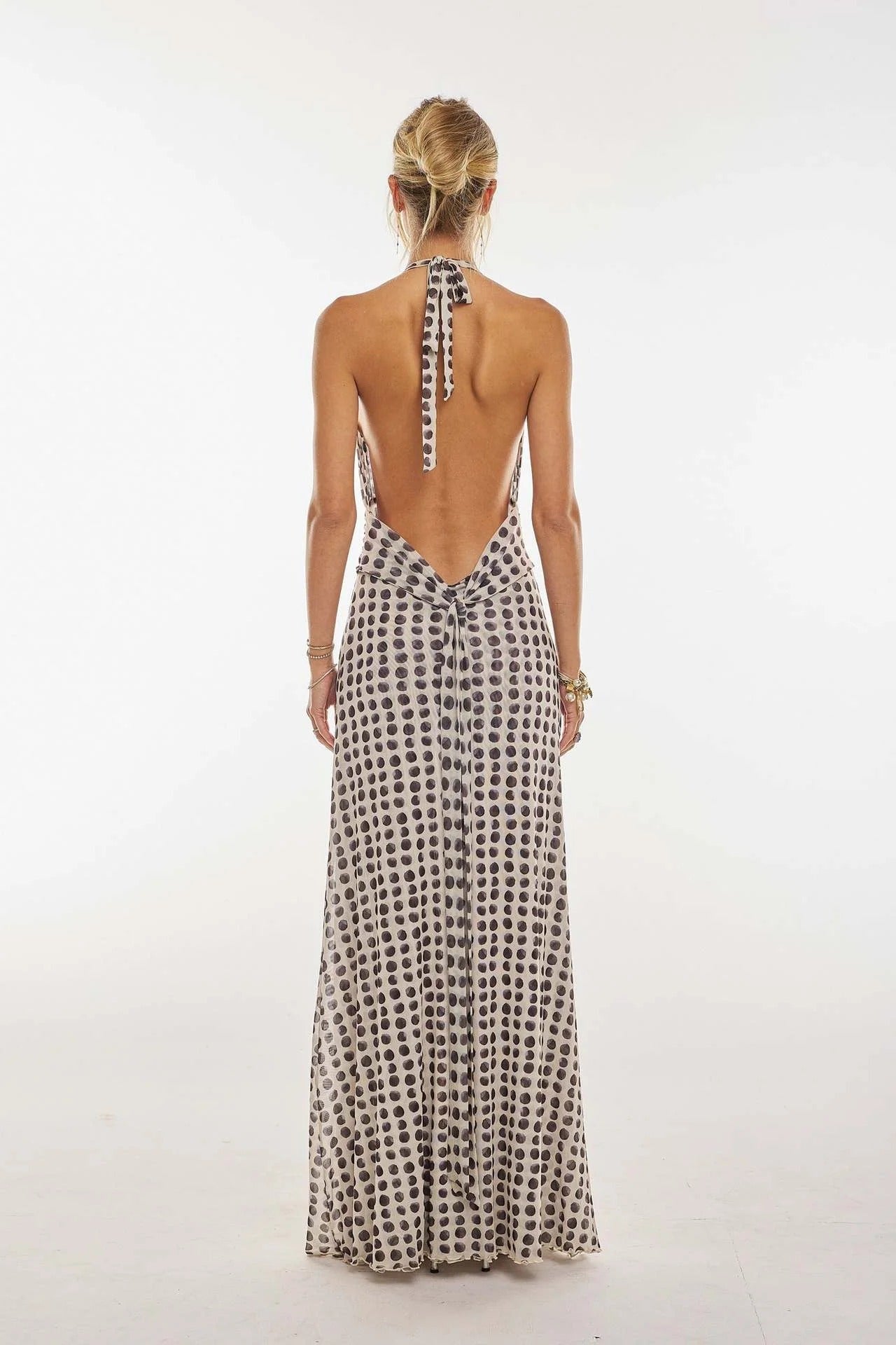 Camoni - Vestido Maxi de Diario con Lunares para Mujer