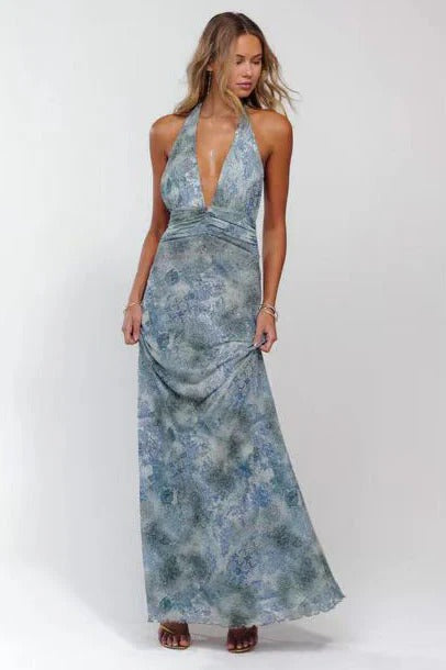 Camoni - Vestido Maxi de Diario con Lunares para Mujer