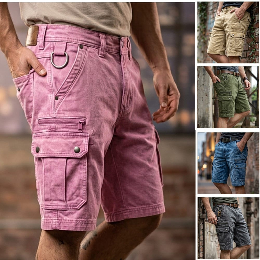 Roger | Pantalones Cortos Cargo de Denim Funcionales para Hombre
