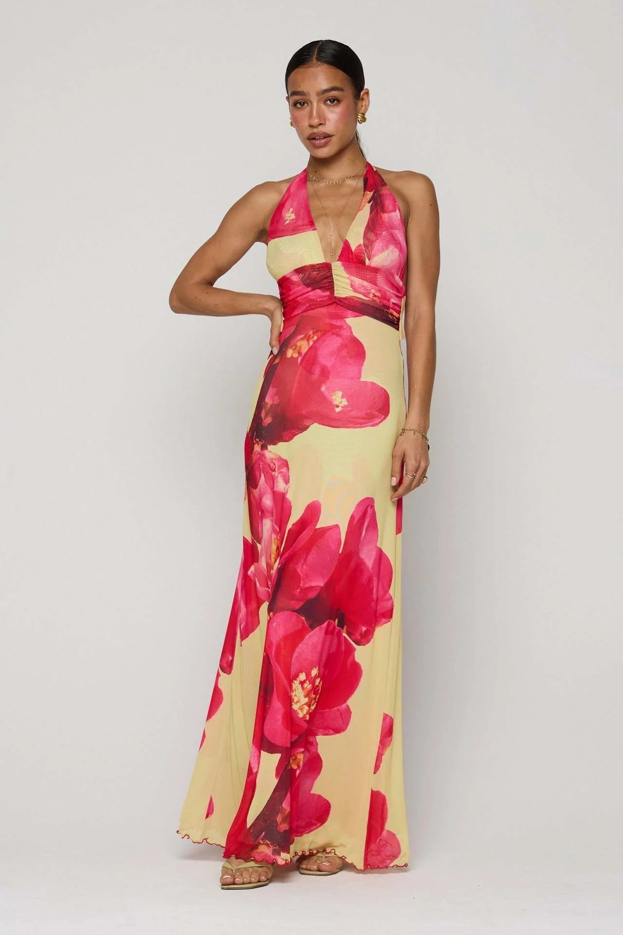 Camoni - Vestido Maxi de Diario con Lunares para Mujer