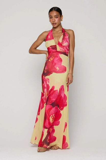 Camoni - Vestido Maxi de Diario con Lunares para Mujer