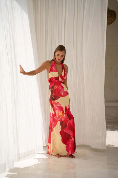Camoni - Vestido Maxi de Diario con Lunares para Mujer