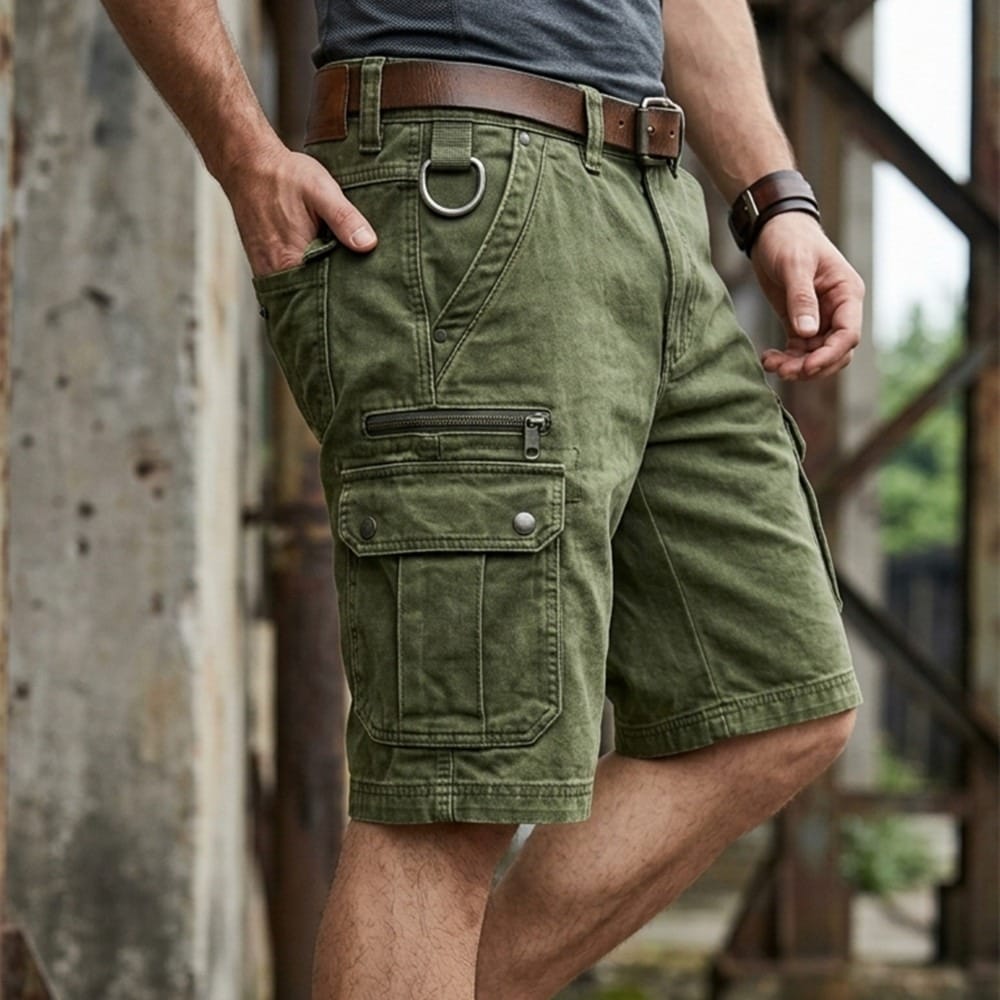 Roger | Pantalones Cortos Cargo de Denim Funcionales para Hombre