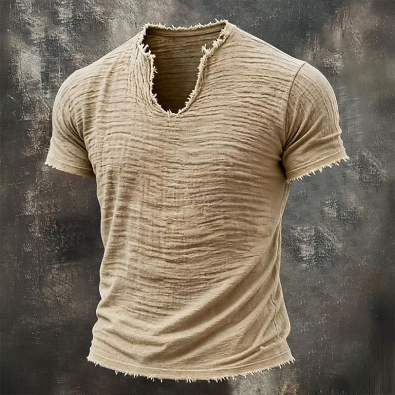 Jairo - Camiseta Vintage de Cuello en V para Hombre