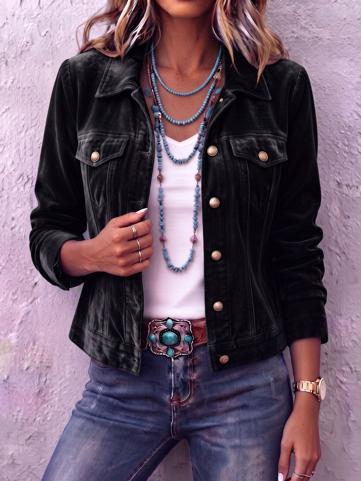 Raffaella | Chaqueta de Terciopelo Vintage Bohemio para Mujer