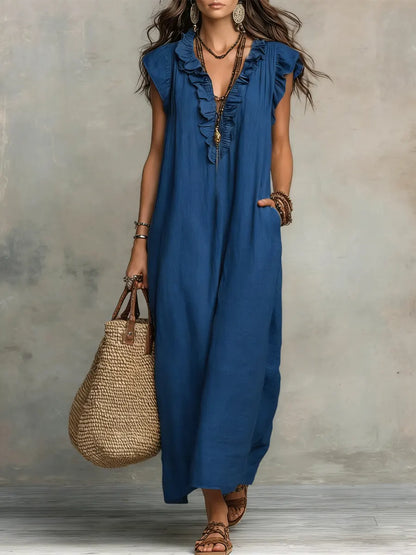 Camélia | Vestido Largo Bohemio de Lino y Algodón para Mujer