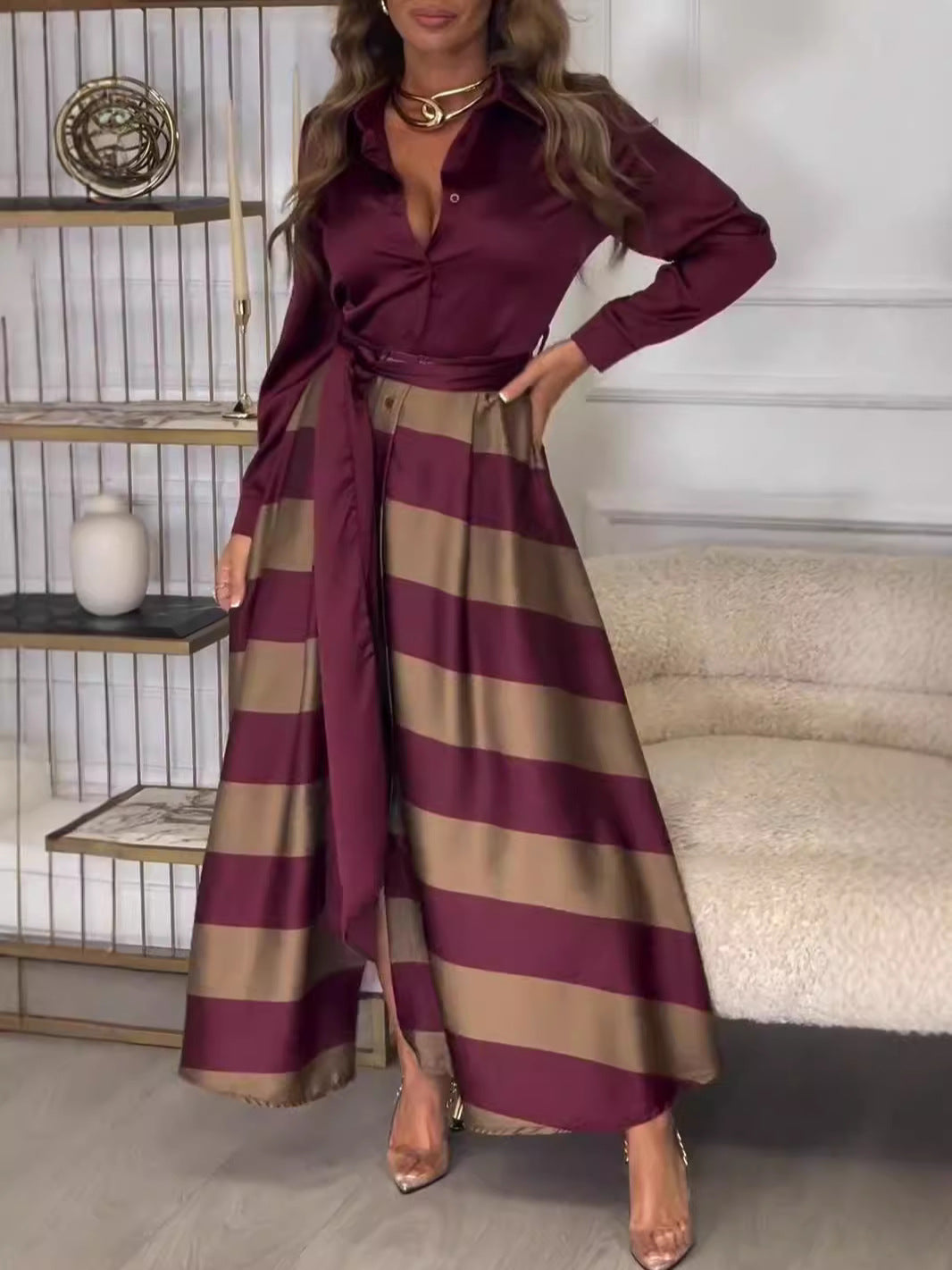 Yvonne | Vestido de Mujer largo de rayas
