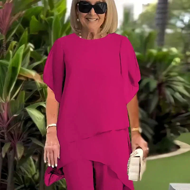 Herlene™ | Conjunto de Mujer Chic Asimétrico de Top y Pantalones