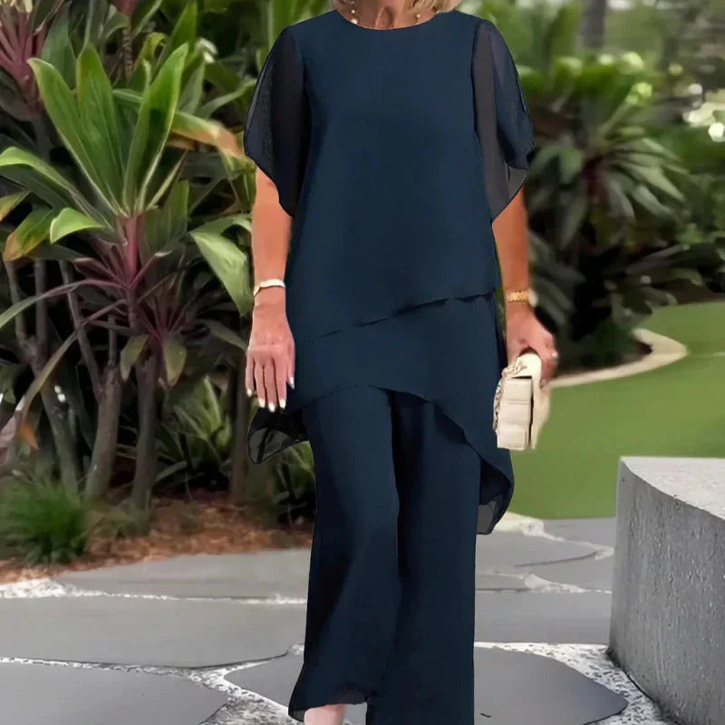 Herlene™ | Conjunto de Mujer Chic Asimétrico de Top y Pantalones