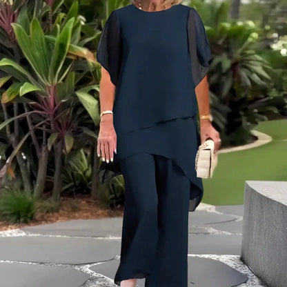 Herlene™ | Conjunto de Mujer Chic Asimétrico de Top y Pantalones