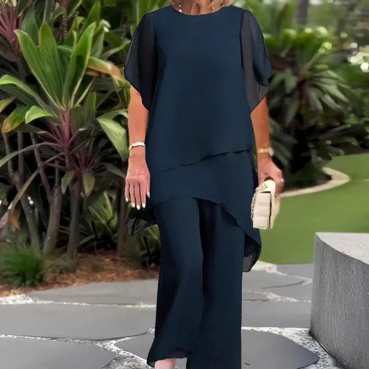 Herlene™ | Conjunto de Mujer Chic Asimétrico de Top y Pantalones