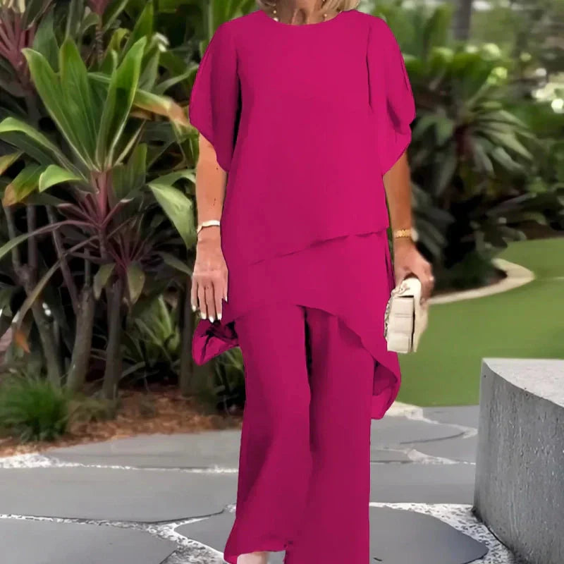 Herlene™ | Conjunto de Mujer Chic Asimétrico de Top y Pantalones