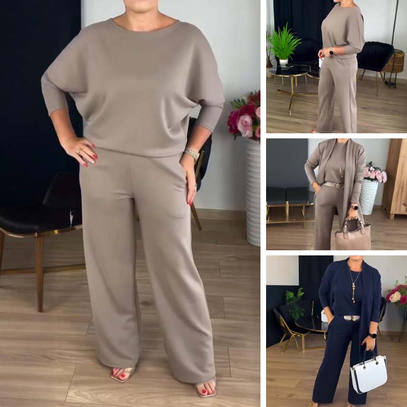 GABRIELLA | Conjunto de 3 piezas con cárdigan largo: Comodidad elegante y estilo versátil para cualquier ocasión