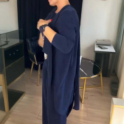 GABRIELLA | Conjunto de 3 piezas con cárdigan largo: Comodidad elegante y estilo versátil para cualquier ocasión